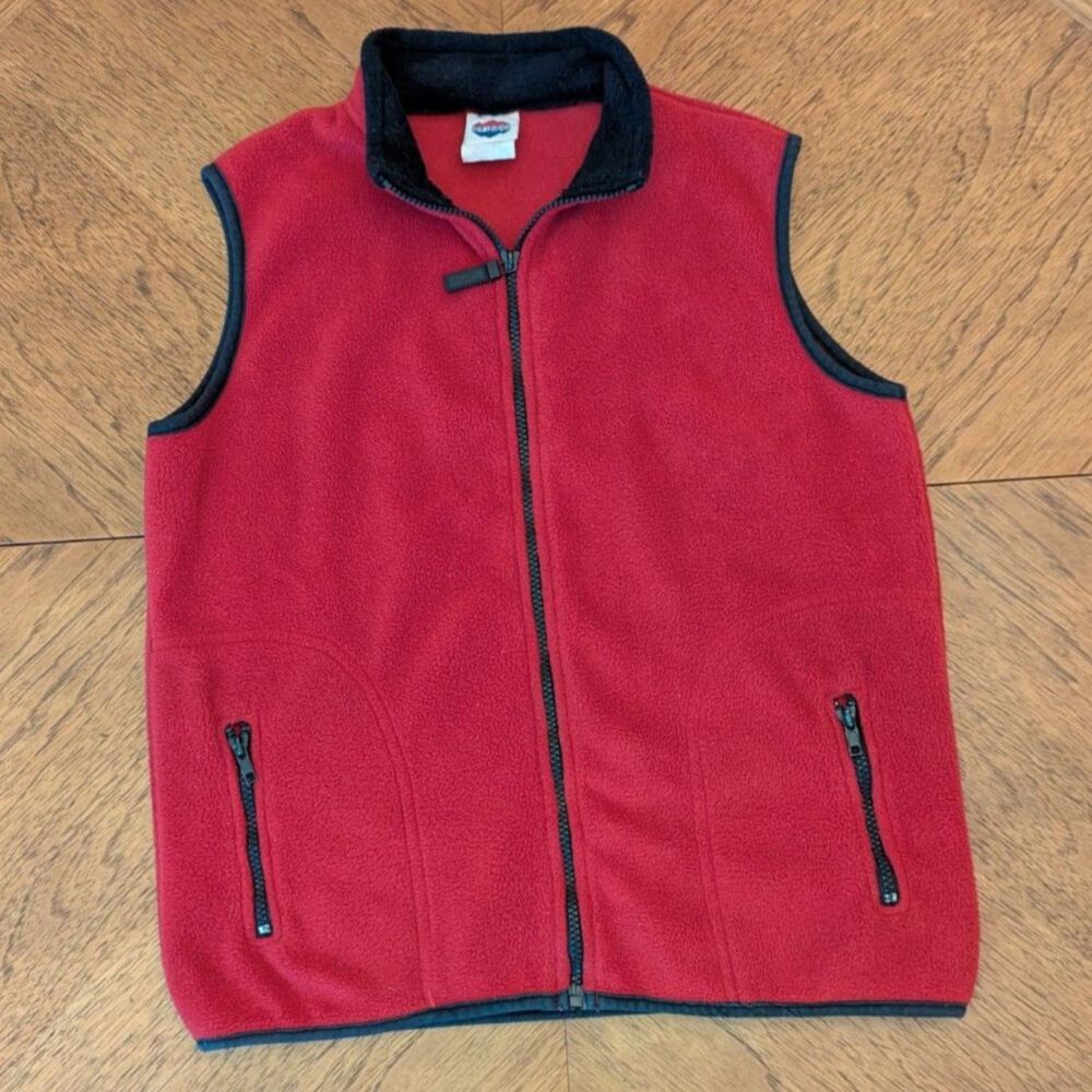 Vintage New Legends Red Fleece Vest Youth Large Gorpcore Hiking Outdoor